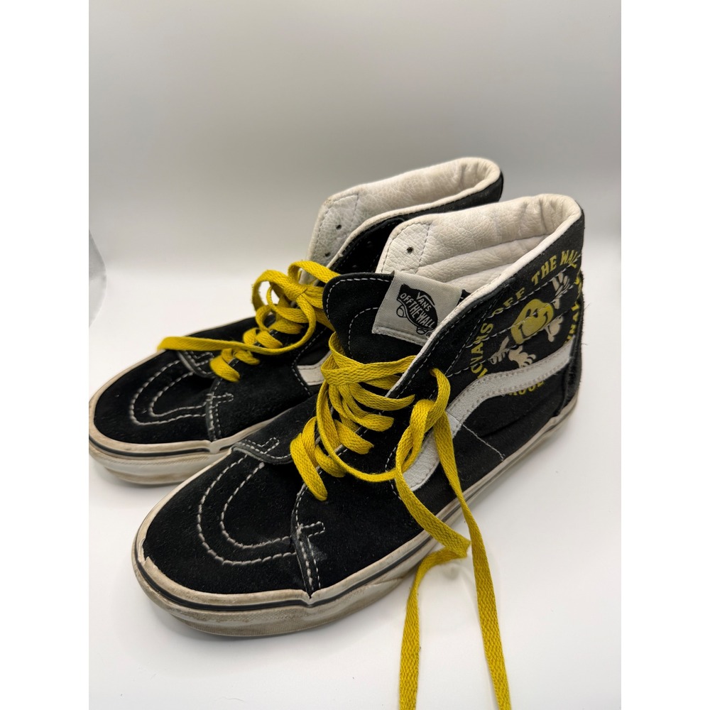 Vans Sk8-Hi Smiley Face Rainbow Black Suede High Top Sneakers Mens 5.5 Womens 7